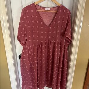 OURS Dusty Rose V-Neck Printed Tunic Dress